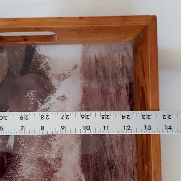 Rustic Western Wooden Serving Tray With Robert Dawson Photograph Of Wild Horses - Picture 5 of 9